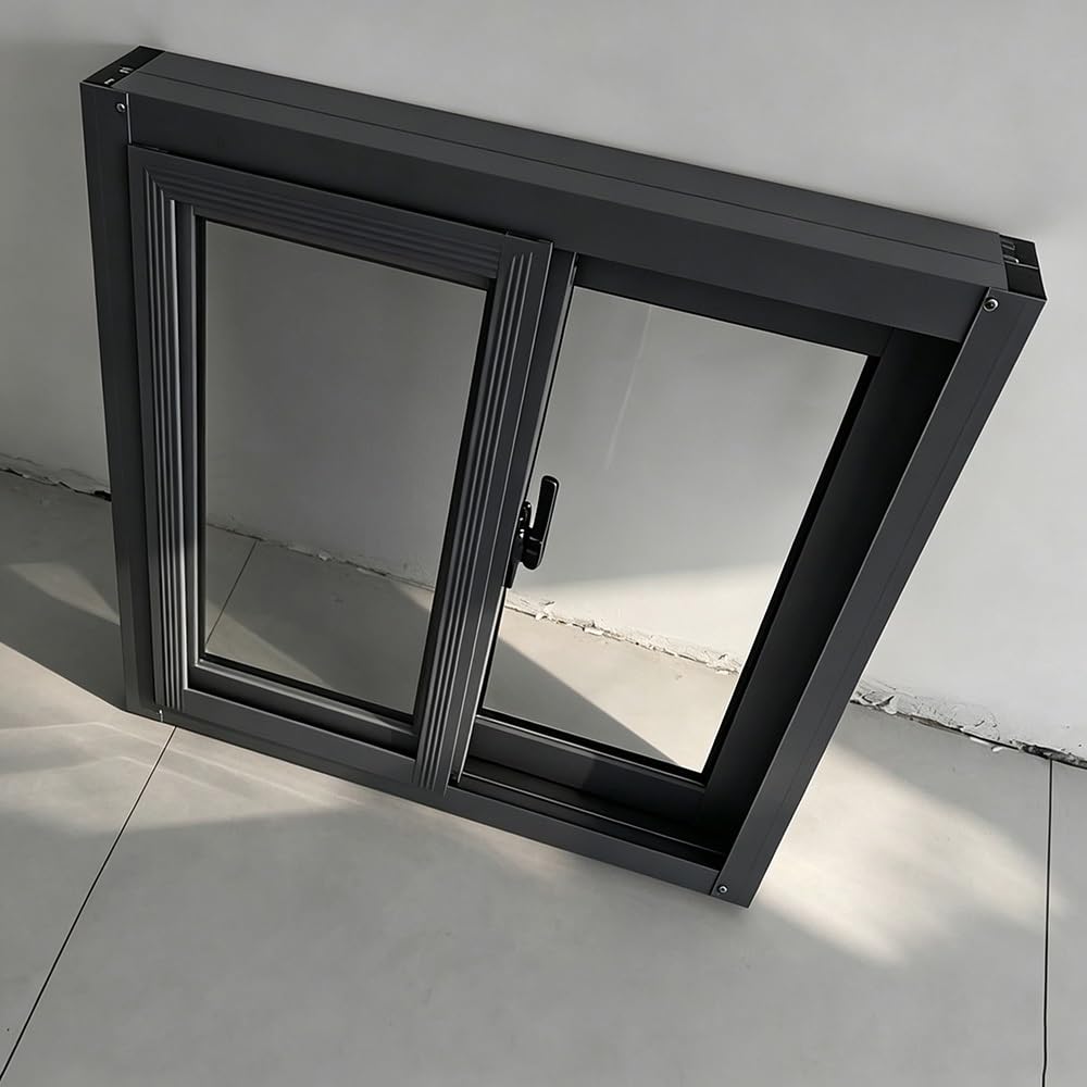 Gskdzg Gray Sliding Window Aluminum Alloy Basement Window Flush Mount Shed Windows Replacement Bathroom Windows For House Kitchen Garage Rv Chicken Coop(,W70 X H70cm (28" X 28"))