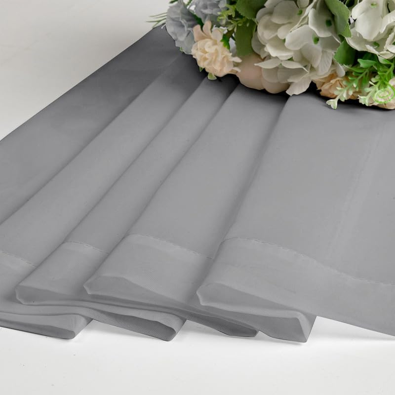 Image of OVZME Charcoal Grey Sheer Curtains 90 Inches Long 2 Panels - Soft Light Filtering Window Sheer Panels for Living Room /Bedroom, Top Dual Rod Pocket, 1 Pair, Each 42Wx90L Inches