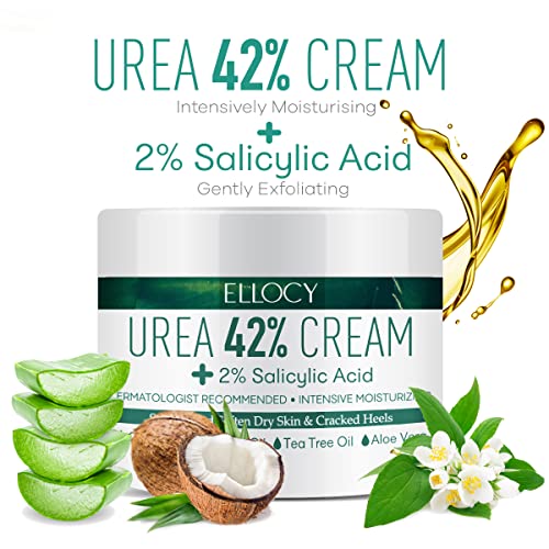 Ellocy Urea 42 Foot Cream for Dry Cracked Heels, Salicylic Acid, 5.29