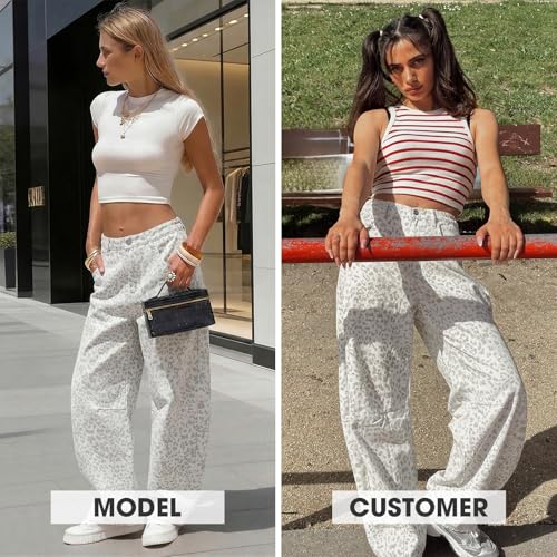 Image of EXLURA Womens Barrel Jeans Wide Leg Y2K Boyfriend Denim Pants Hip Hop Vintage Baggy Jeans Cotton Mid-Low Elastic Waist Pants