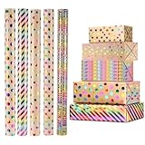 Freyeeti 5 Rollos Papel de Regalo,Decoración Navidad