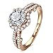 AllenCOCO Cubic Zirconia Ring 14K Gold Plated Halo Engagement Wedding Rings for Women