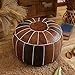 seat cushion Cuir Marocain Pouf,Handmade Farcis Brodé Tabouret Tabouret Tabouret Coussin Rond De Plancher Rond De Décor pour Café De Salle De Séjour-Brown 60x60x30cm(24x24x12inch)