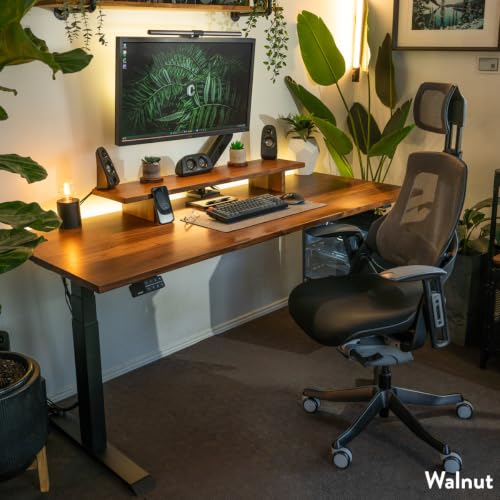 Image of Desky Dual Hardwood Sit Stand Desk White Ash 80 inch Matte Black