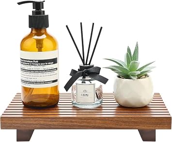 Acacia Wood Risers for Bathroom Tray Kitchen Counter Decor Sink Soap Dish