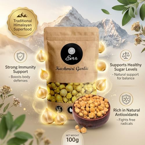 Image of EVRR Kashmiri Garlic (Lehsun) 100gm, A Taste Of Himalayan Tradition, Premium Himalayan Single Clove Garlic For Strong Immunity & Diabetes
