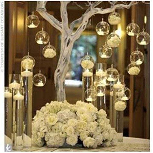 12 Pcs 3.15"/ 8Cm Hanging Candle Holder Glass Globes For Candles, Air Plant Holders Terrarium Hanging Tea Lights Candle Holder Home Wedding Party Tree Decoration #TOP4
