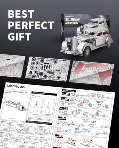Piececool 3D Puzzles for Adults, Bulletproof Sedan 770k Metal Model Kits, Car Building Kit DIY Puzzle Set, Christams Gifts -154 Pcs - Image 7