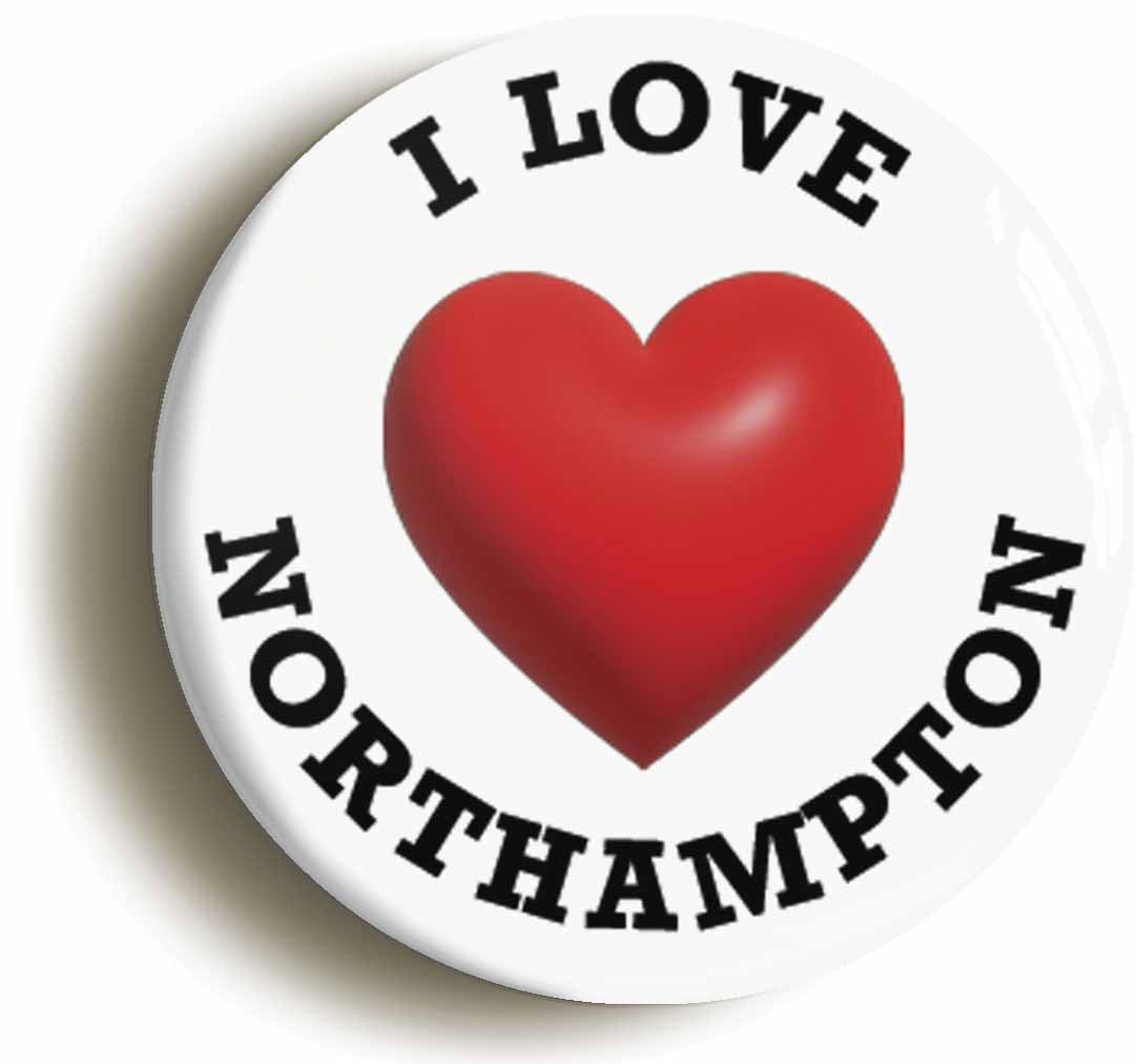 I Heart Love Northampton Location Fridge Magnet (Circular 2inch / 50mm Diameter)