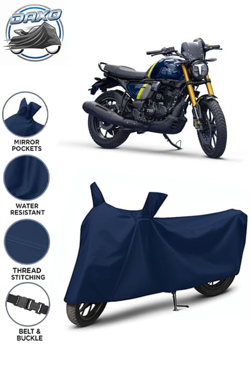 Image of Waterproof Bike Cover for Tvs Ronin | All Weather Protection from Rain, Dust, UV Rays & Scratches with Mirror Pockets & Buckle Belt | Ronin Bike Cover