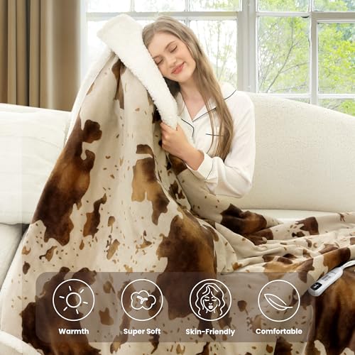 Image of Heated Blanket Twin Blanket - Fast Heating Electric Blanket, Soft Flannel Heated Throw with 4 Time Settings,10 Heating Settings, Warm Gifts for Women & Mom & Grandma