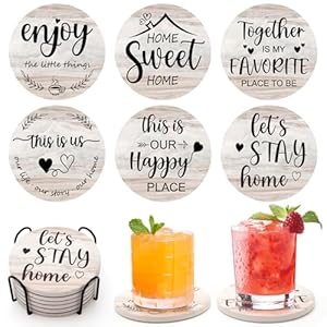 Housewarming Gifts for Home Decoration Ceramic Coasters for Drink Set of 6 Cute Farmhouse Coffee Table Decor Cup Coasters with Holder Christmas New Home Gift Accessories Funny Coasters Porta Vasos Housewarming Gifts for Home Decoration Ceramic Coasters for Drink Set of 6 Cute Farmhouse Coffee Table Decor Cup Coasters with Holder Christmas New Home Gift Accessories Funny Coasters Porta Vasos