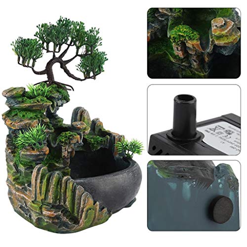 Tabletop Water Fountain Environmental Resin Waterfall Desktop Fountain Indoor bladen Water Fountains Desktop Vijverfonteinen (Color : A) - Image 7