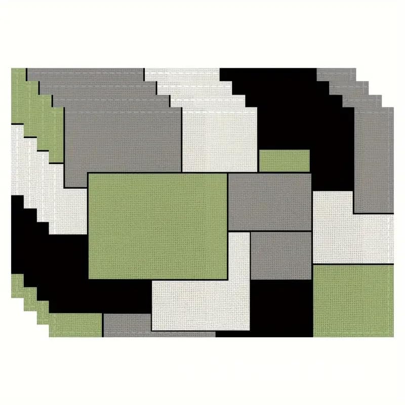 Tischsets Abwaschbar Grün Grau Platzsets Abwaschbar 6Er Set rutschfest Platzmatte Flachs Tischsets Platzset Hitzebeständig Tischsets Platzsets Tischunterlage Esstisch Tischuntersetzer
