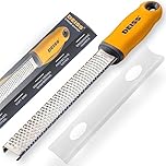 Deiss PRO Citrus Zester & Cheese Grater — Parmesan Cheese Lemon, Ginger, Garlic, Nutmeg, Chocolate, Vegetables, Fruits - Razor-Sharp Stainless Steel Blade, Wide, Dishwasher Safe