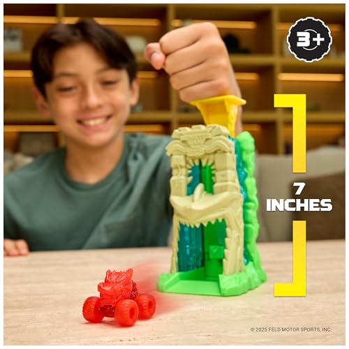 Image of Monster Jam Mini Jams Megalodon Jungle Blaster Launcher Playset | Includes 2 Mini Trucks & Launcher, Launch Rapid-Fire Action, Stores up to 5 Mini Trucks, Toys for Ages 3 and Up
