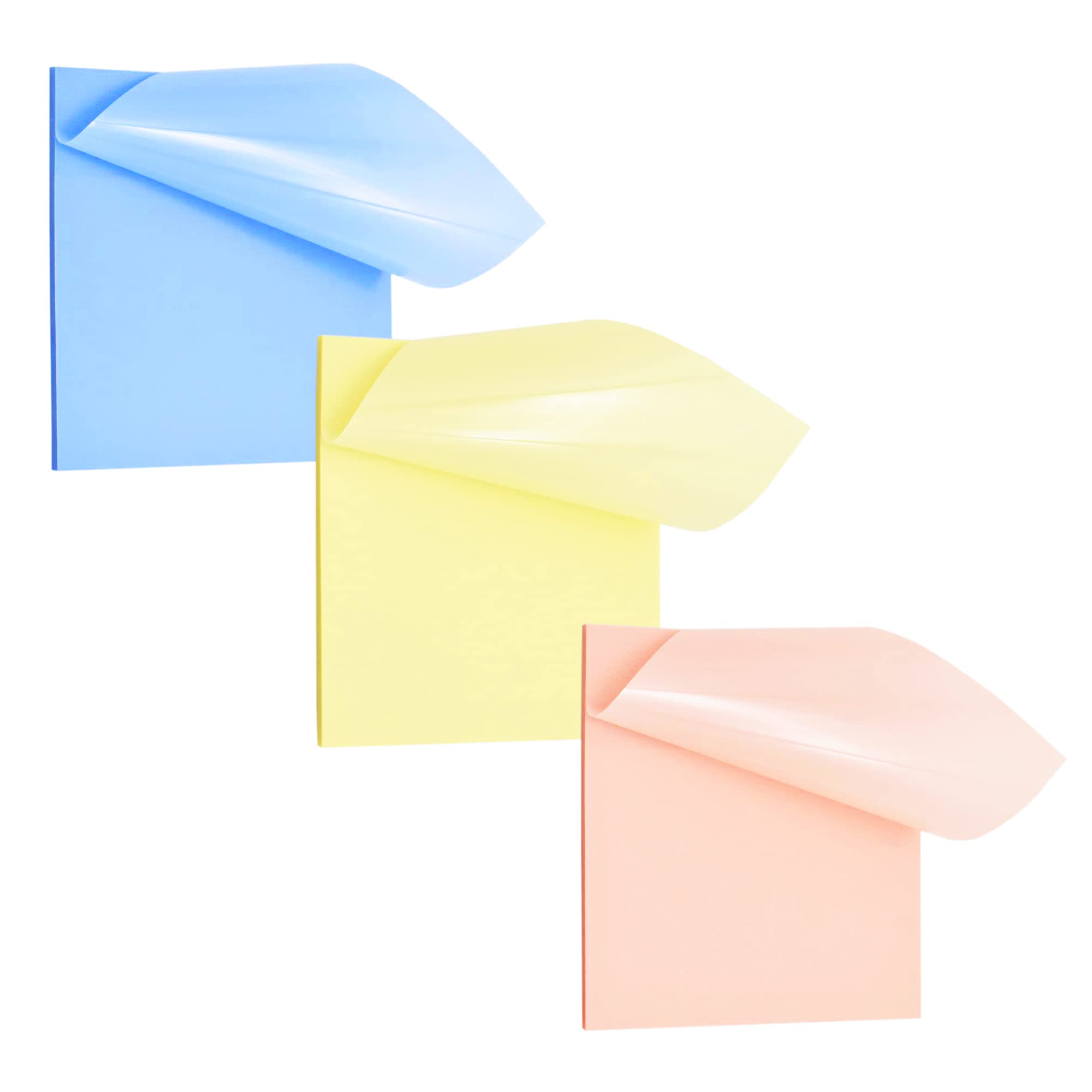 Buzz Cool Colour Transparent Sticky Notes Self Adhesive Memo Pad Bookmark Point It Marker Memo Sticker Yellow Pink Blue 3 x 3 inch - 150 Sheets Total
