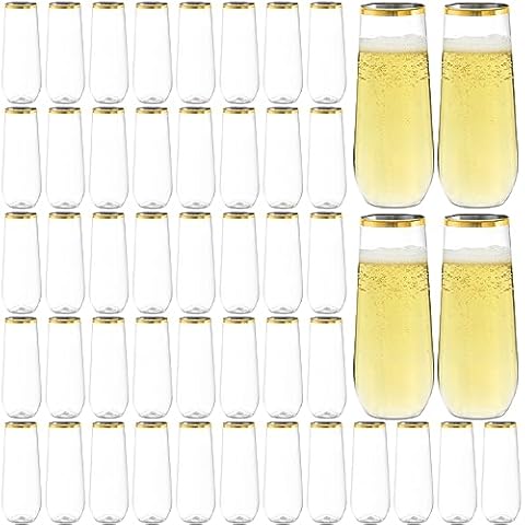 Hacaroa 48 Pack Plastic Champagne Flutes Cover