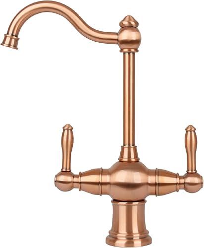 Grifo de filtro de agua potable de cobre de dos asas, grifo de agua caliente y fría de doble palanca para dispensador de tanque de agua caliente