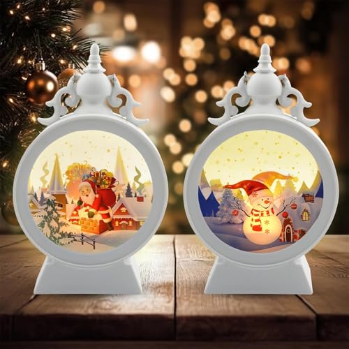 Linterna de Navidad,2PCS Linterna Decorativa Navideña,Linterna De Vela Navideña,Faroles navideños,Linterna Led Navidad,Decoración navideña,Regalo para Fiesta de Navidad,Decoración del Hogar.