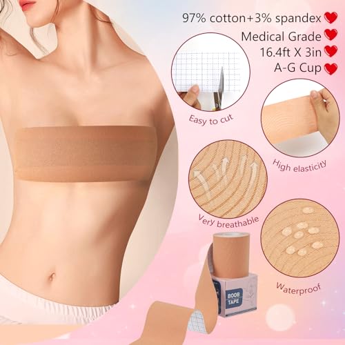 Boob Tape Boobytape For Breast Lift with 1Boobtape 2pcs Nipple Covers Silicone 10pcs Disposable Nipple Pasties3