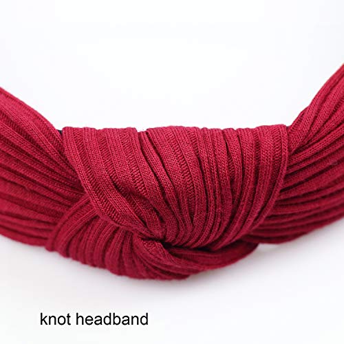 Image of DRESHOW 8 Pack Knotted Headbands for Women Wide Turban Headband Yoga Exercise Ribbing Hair Hoop Hair Bands Accessories