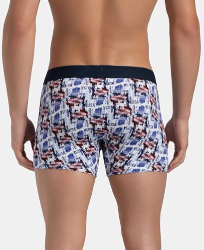 Image of Jockey US63 Men's Super Combed Cotton Elastane Stretch Printed Trunk with Ultrasoft Waistband