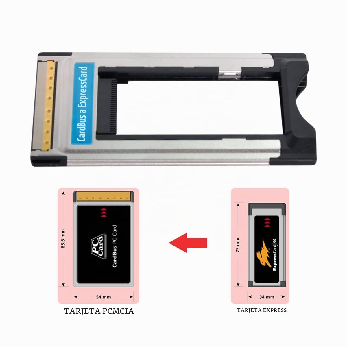 Convertidor CY ExpressCard a PCMCIA de 34 mm a 54 mm, Adaptador ExpressCard/34 a CardBus, basado en USB, Compatible con Windows, FBA-EP-024, 8541643891
