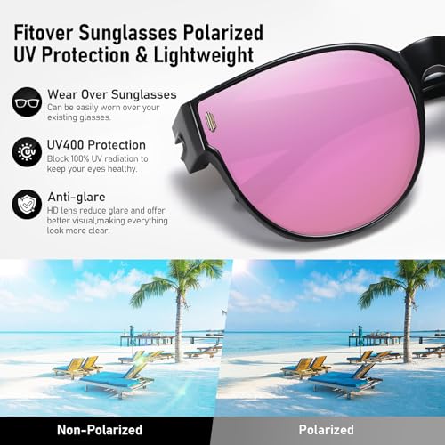 Image of HAOLOTA Fit Over Glasses Sunglasses for Women Polarized | Over Glasses Sun Glasses, UV400 Polarized Lens, Trendy Cat Eye Sunglasses, Lightweight and Flexible, Driving, Daily Use