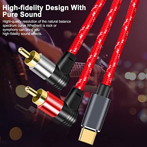 Janmmdeg Type-C To 2Rca Audio Auxiliary Adapter Stereo Divider Cable 25Ft, Type-C To Rca Y Cable For Smartphone Speaker Tablet Hdtv Mp3 Player #TOP4
