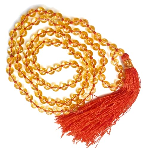 Image of Apnisanskriti Premium Citrine Stone Mala for Men and Women (6mm, AAA Quality, Lab Certified, 108+1) - Natural Stone Beads Mala - Yellow Colour - Pack of 1
