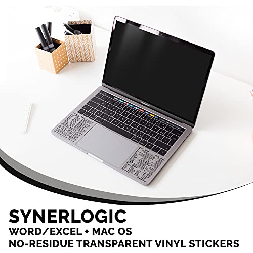 Synerlogic Mac Os (M/Intel) + Word/Excel (For Mac) Quick Reference Keyboard Shortcut Stickers - For Macbook Air/Pro/Imac/Mac/Mini (Clear, 1 Set) #TOP2