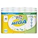 Foxy Mega | Asciugatutto lunga durata 18 rotoli | 95 strappi per rotolo | Decorato| Certificazione PEFC |100% Energia elettrica rinnovabile| Confezione riciclabile prodotta con plastica riciclata