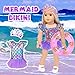 Mermaid 18 inch Doll Clothes and Doll Accessories Case Luggage Travel Play Set Include Suitcase, Dresses, Bag, Camera, Glasses, Pillow, Eyeshade Etc (No Doll)