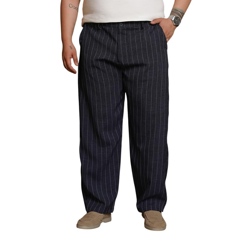 instafab Plus Men's Trousers for Casual Wear | Mid-Rise | Straight Fit | Hook & Zip Closure | Plus Size Trousers Crafted with Comfort Fit for Everyday Wear-picture-31