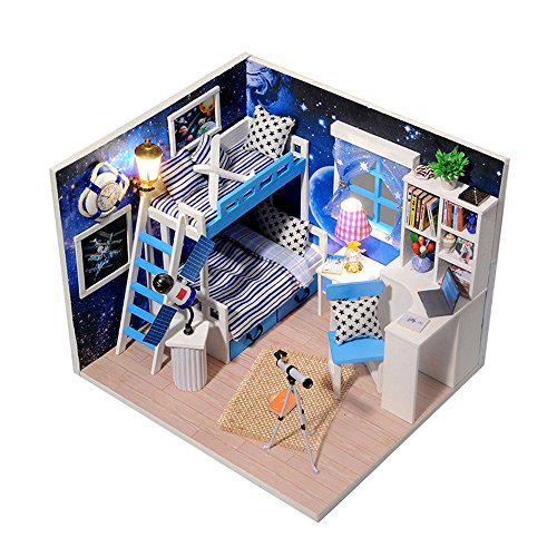Flever Dollhouse Miniature DIY House Kit Creative Room with Furniture and Cover for Romantic Valentine's Gift(Small Dream of Great Space)