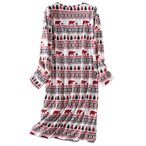 Image of American Trends Nightgowns for Women Long Sleeve Cotton Blend Sleepwear, Knee Length Night Gowns Sleepshirts House Lounge