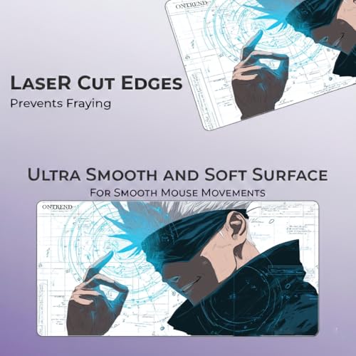 Image of ON TREND Anime Series Printed Mouse pad with Anti-fray Stitching, Waterproof Surface & Non-Slip Rubber Base Gaming Mouse Mat for Laptop, Computer & Desk (Large Extended -23x11 Inch) (Gojo)