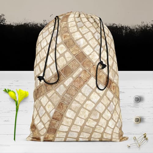 Image of ArtzFolio Brown Mosaic | Reusable Sack Bag | Bag for Gym, Storage, Vegetable & Travel