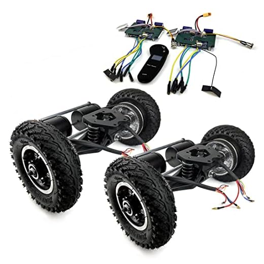 L-faster 4WD Electric Mountain Skateboard Conversion Kit 4 Wheels Drive Off-Road Skateboard with LCD Display Remote