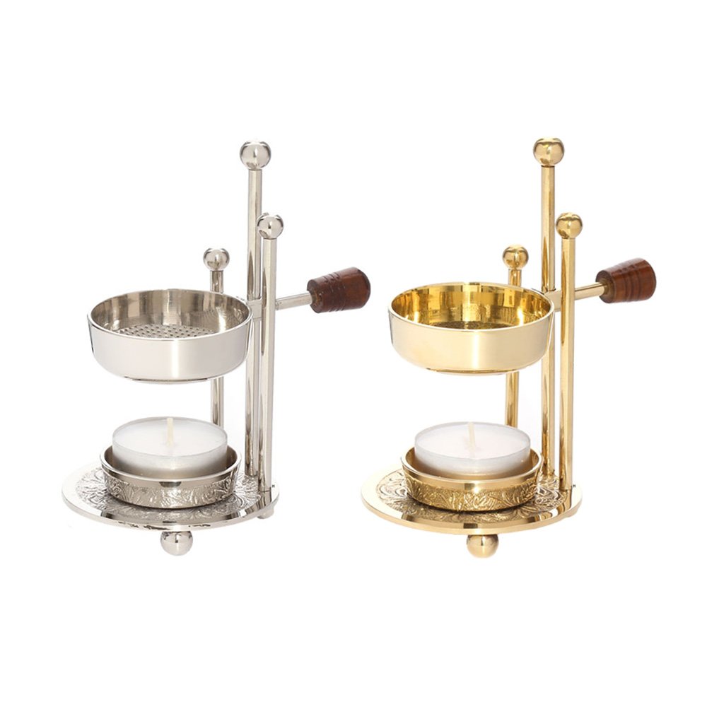 Brûleur d'encens réglable NKlaus en laiton avec hauteur modulable set de 2