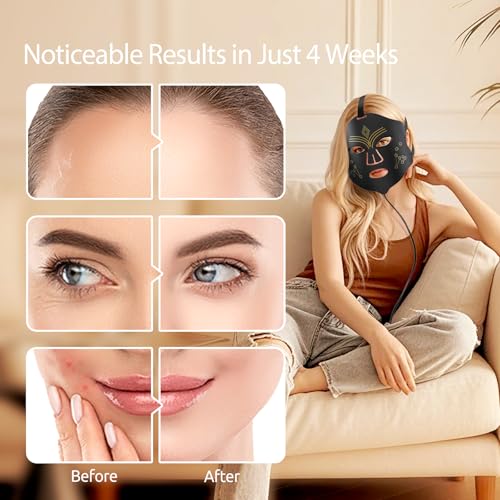 Red Light Therapy for Face, LED Face Mask Light Therapy, 4 Light Modes with NIR, Red & Blue LED Light Therapy USB-C, Remote Control Portable Led Mask for Home & Travel (White) — view 5