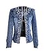Produktbild Damen Individuelle Künstlicher Strass Pailletten Denim Jeansjacke Mantel Outwear Tops Kurzshirt (EU 36 (Label L))
