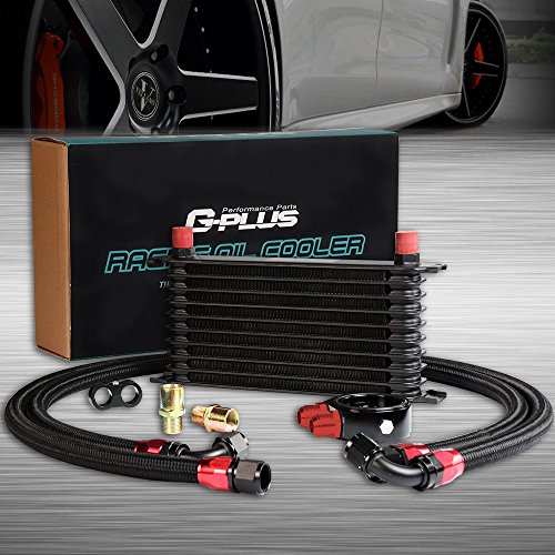 10 Row AN10-10AN Aluminum Universal Engine Transmission Oil Cooler Kit Oil Filter Relocation Kit Black