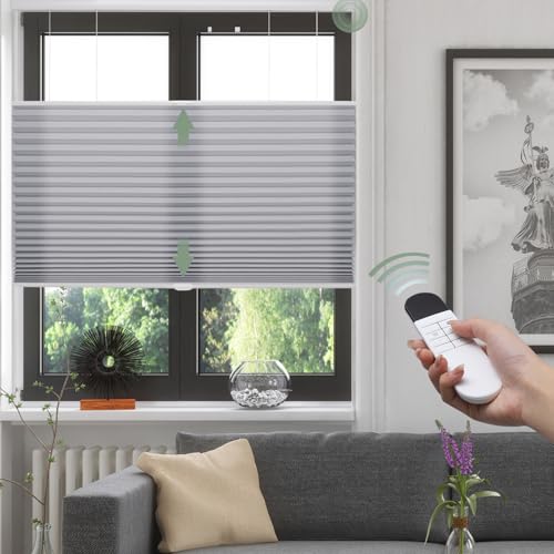 Zshine Top Down Bottom Up Motorized Honeycomb Blinds Customized Cellular Shades Thermal Insulated Blinds for Home Windows Office (45mm Light Filtering