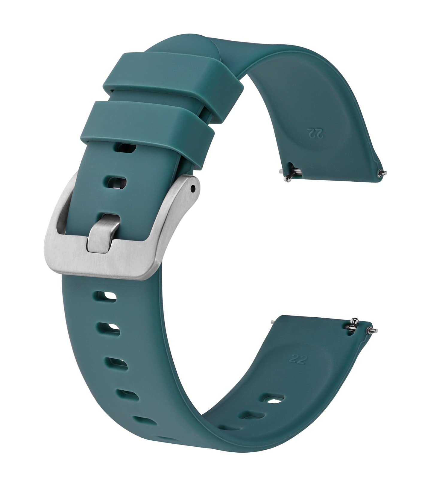 BISONSTRAP Silicone Watch Bands, Slim Watch Straps with Quick Release, 17mm, Cyan (Blue) with Silver Buckle