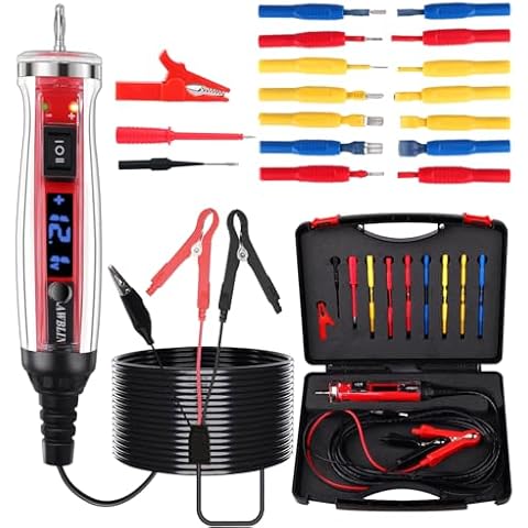 AWBLIN Power Circuit Probe Tester Kit, LCD Digital Automotive Test Light with Voltmeter, 18PCS Multi Function Auto Fuse Circuit Voltage Continuity Current Electric Tests Tool with Black Carrying Case Cover