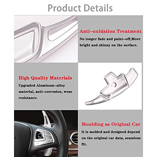 CDIYTOOL Lenkradwippe Verlängerung Aluminium Legierung Schaltwippen für MerIceIdeIs BIeInIz A B C CLA CLS E G GL GLA GLC GLE GLS Metris S SL SLC Klasse (Silber)