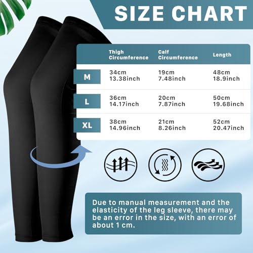3 Pairs Compression Leg Sleeves,Compression UV Long Leg Sleeves,Full Length Leg Sleeve for Sports Cycling,Black4