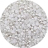 INSPIRELLE 1100 perlas blancas de 8 mm con parte trasera plana media redonda para manualidades